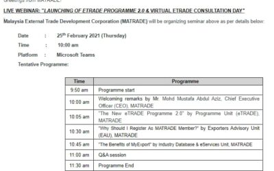 LIVE WEBINAR: “LAUNCHING OF ETRADE PROGRAMME 2.0 & VIRTUAL ETRADE CONSULTATION DAY”